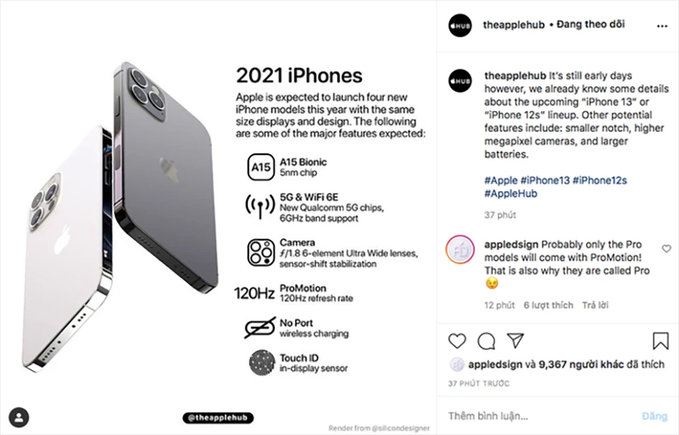 Táo khuyết sẽ giới thiệu thế hệ iPhone tiếp theo vào cuối năm nay