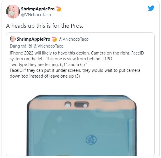 Thiết kế màn hình iPhone 14 Pro và iPhone 14 Pro lộ diện trực tuyến