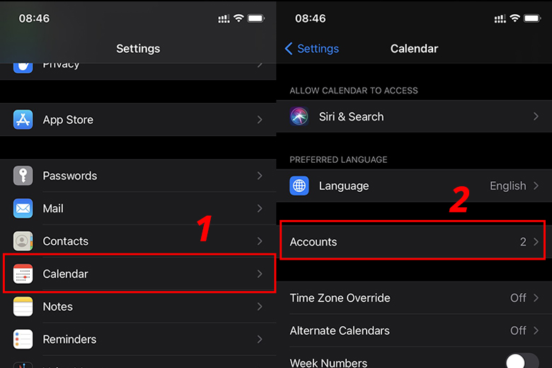 Bước 1 cách xem lịch âm trên iPhone cách 1 dành cho phiên bản khác iOS 14
