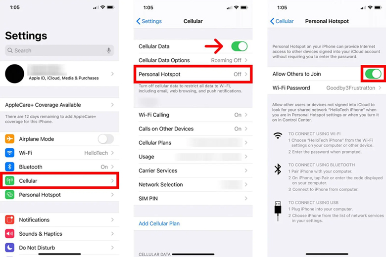 Sự cố Personal Hotspot trên iPhone 12