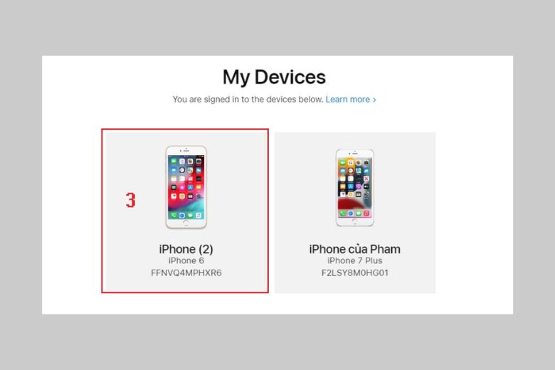 Bước 5: Hãy nhấp vào chiếc iPhone mà bạn muốn kiểm tra ngày kích hoạt.