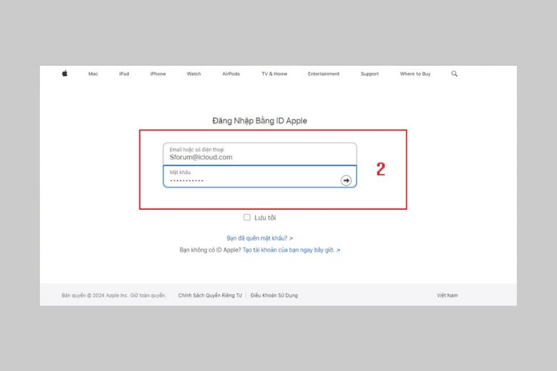 Bước 2: Đăng nhập bằng tài khoản Apple ID (iCloud) đang sử dụng trên iPhone cần kiểm tra.