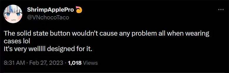 Các nút trạng thái rắn của iPhone 15 sẽ hoạt động hoàn hảo với bất kỳ ốp lưng nào