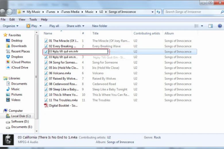 Đổi đuôi file từ .m4a sang .m4r
