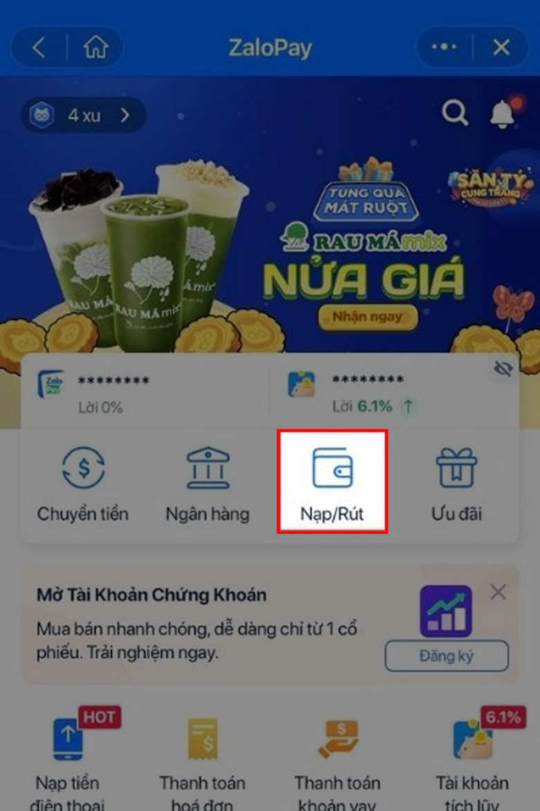 Chuyển tiền từ ZaloPay sang Momo đơn giản và cực kì nhanh chóng: Bước 1