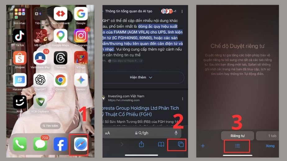 Cách mở tab ẩn danh trên iPhone bằng Safari từ giao diện nhóm tab 