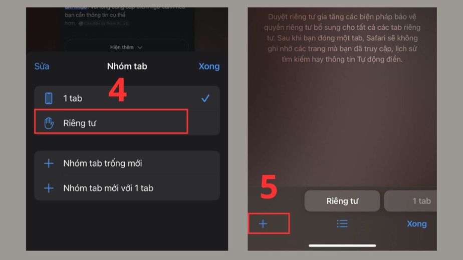 Cách mở tab ẩn danh trên iPhone bằng Safari từ giao diện nhóm tab 