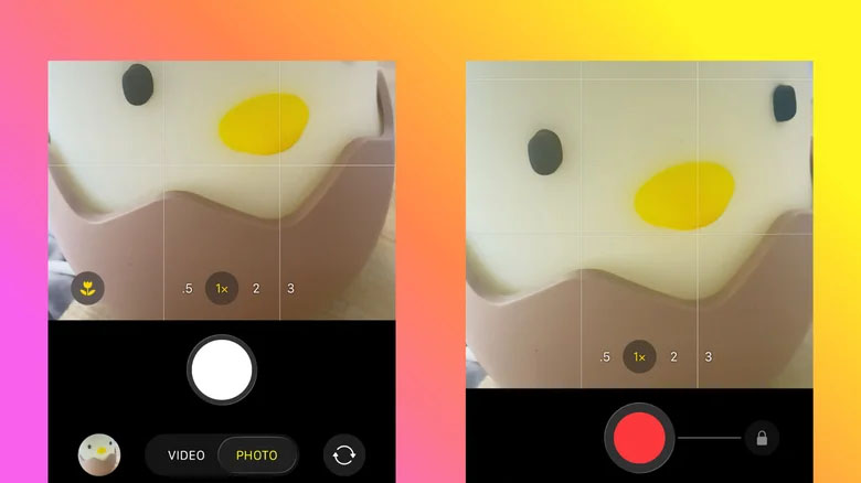 Nhấn giữ nút chụp để quay video ngay lập tức