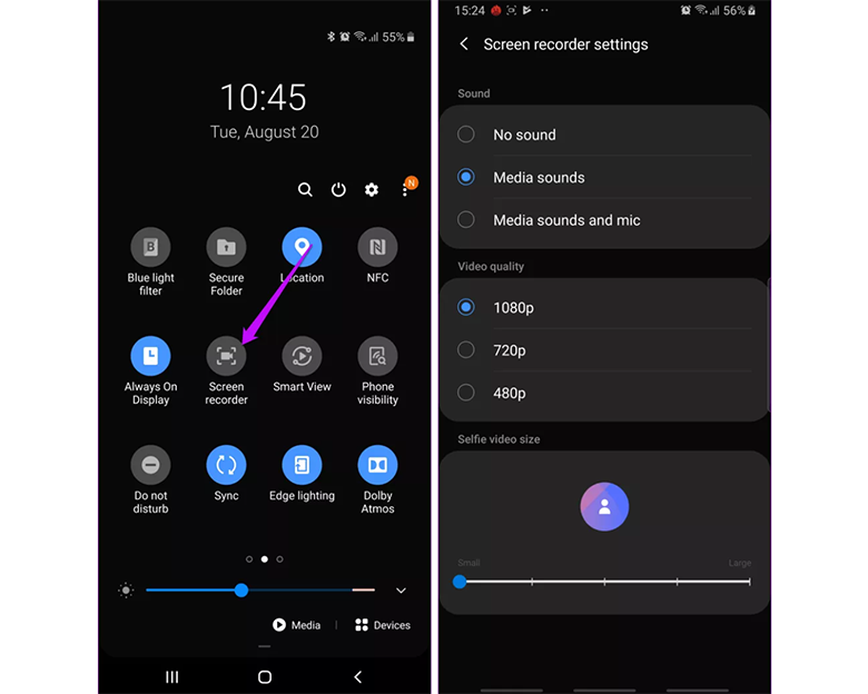 Kích hoạt quay phim màn hình Galaxy S10