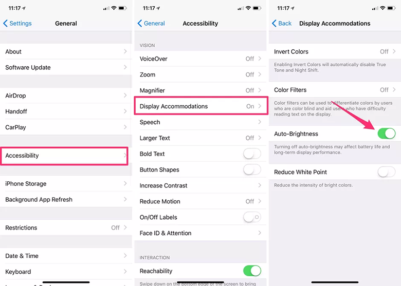 Tắt độ sáng tự động trên iPhone