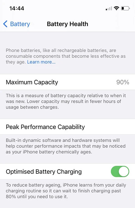 các bước hiệu chuẩn lại pin khi câp nhật iOS 14.5