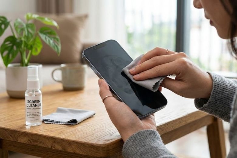 Kiểm tra dán cường lực và vệ sinh màn hình iPhone