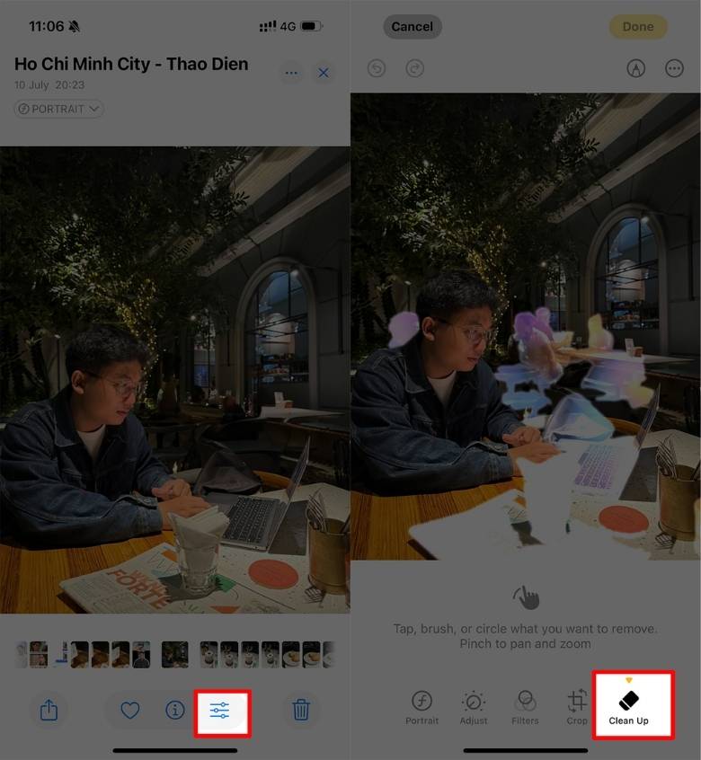 Cách xoá vật thể trong ảnh trên iPhone