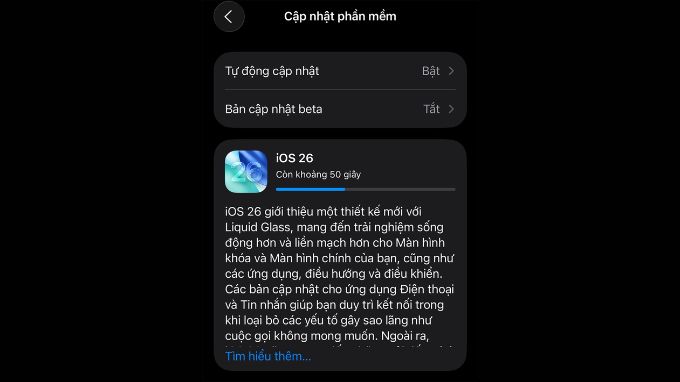 Bước 3 để cập nhật phiên bản iOS 26 chính thức