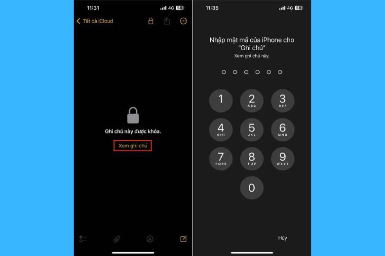 Cách xử lý khi quên mật khẩu ghi chú