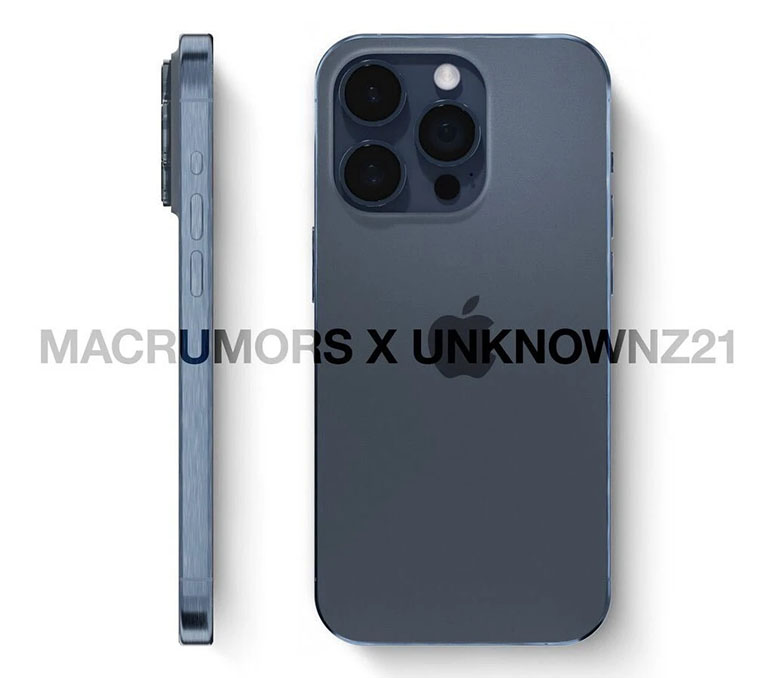 Ảnh render cho thấy màu xanh 'độc quyền' được đồn đại cho iPhone 15 Pro và iPhone 15 Pro Max
