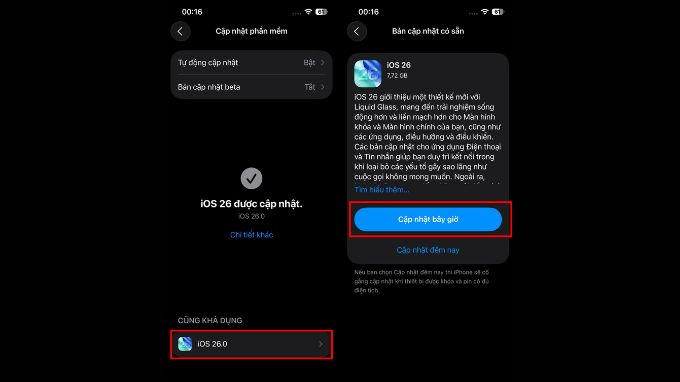 Bước 2 để cập nhật phiên bản iOS 26 chính thức