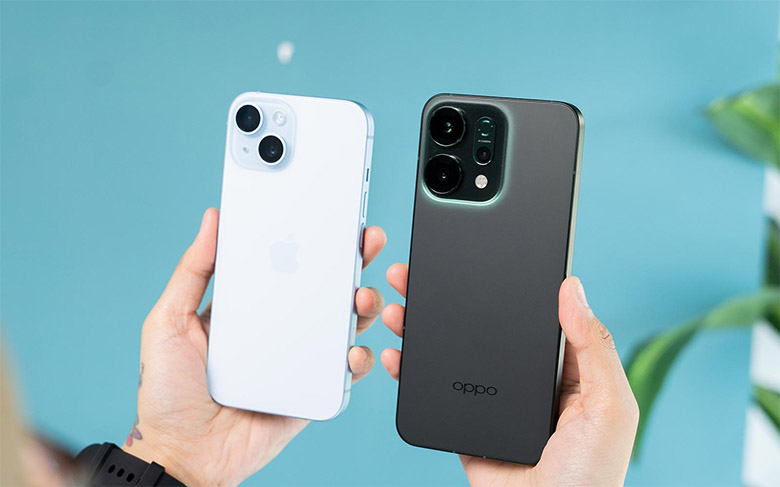 So sánh thiết kế OPPO Reno 14 5G và iPhone 15