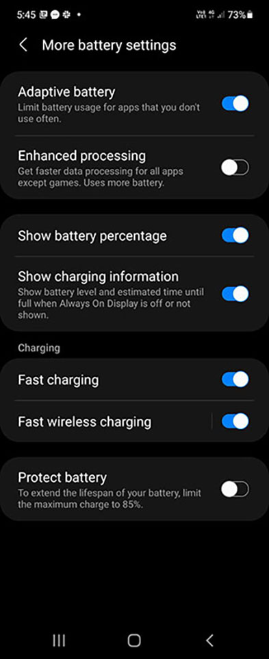 Tính năng bảo vệ pin trên điện thoại màn hình gập Samsung 