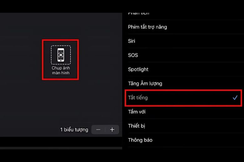 Nhấn vào nút AssistiveTouch trên màn hình để bật chế độ im lặng