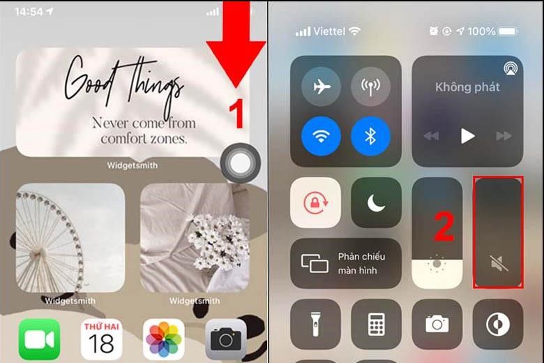 Tắt tiếng iPhone qua Trung tâm điều khiển