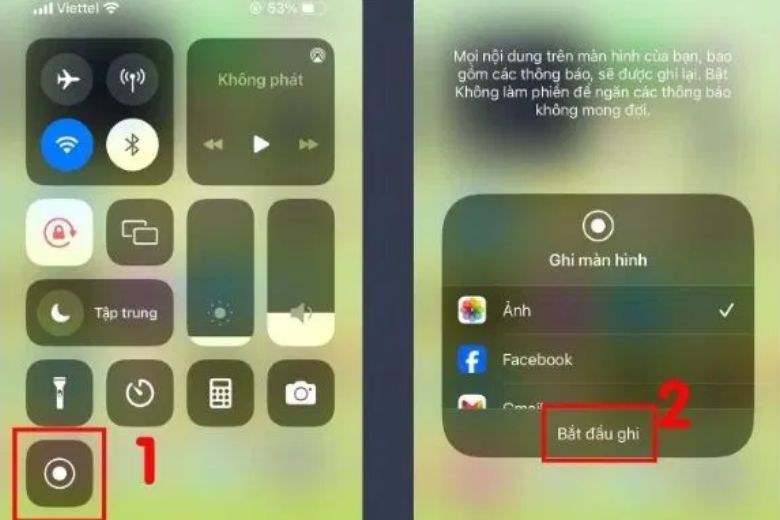 Thêm tính năng vào Trung tâm điều khiển trước khi quay màn hình 