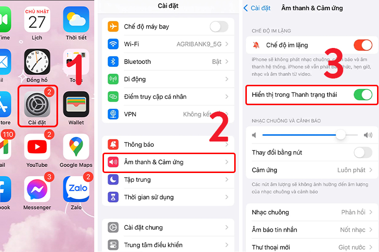 Hướng dẫn tắt biểu tượng chuông báo im lặng trên iPhone 15 Pro