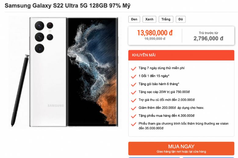 Galaxy S22 Ultra 5G bản mỹ tại XTsmart có giá vô cùng hấp dẫn.