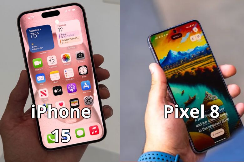 Màn hình có nhiều sự khác biệt giữa iPhone 15 và Pixel 8
