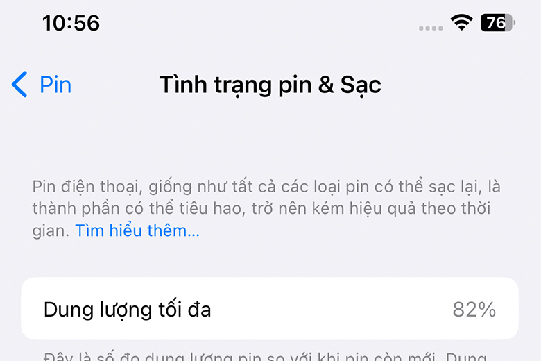 Tình trạng pin iPhone 13 Pro Max cũ