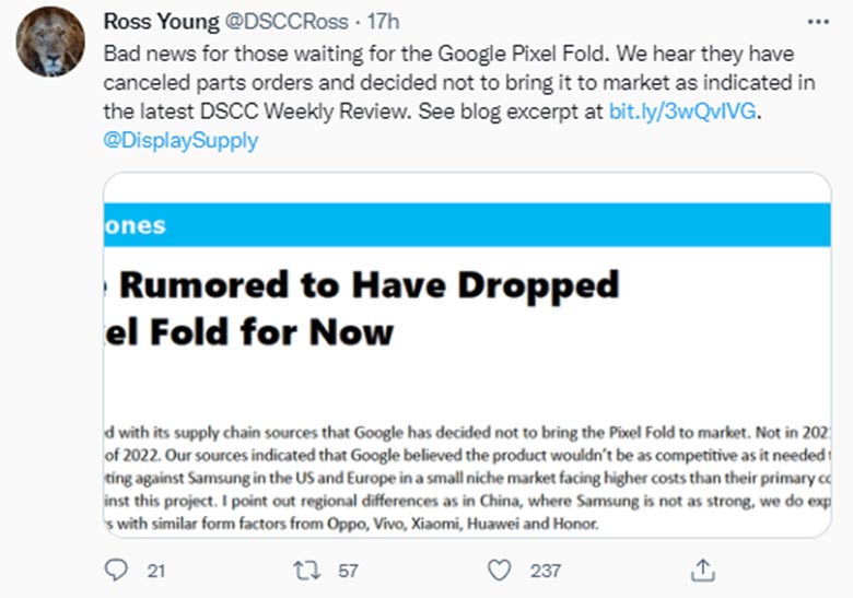 Google từ bỏ Pixel Fold, chưa sẵn sàng để cạnh tranh với Galaxy Z Fold 3?