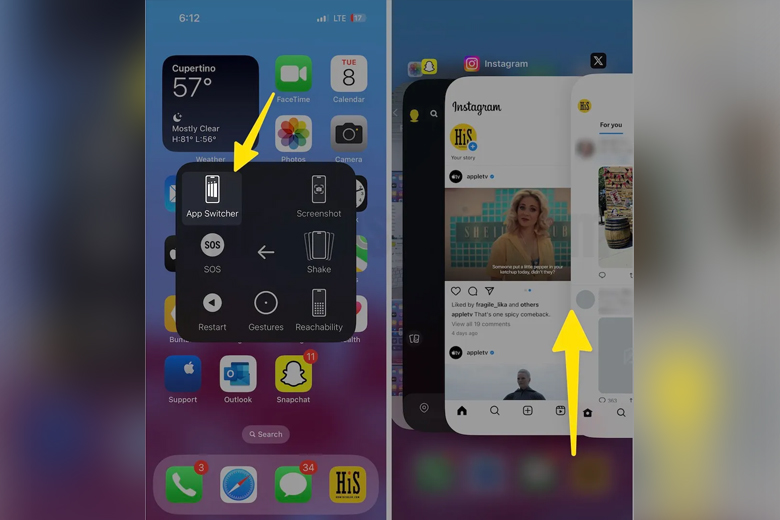 Force quit ứng dụng camera trên iPhone