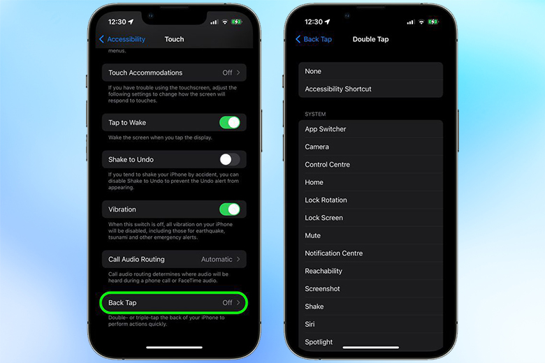 Mẹo gán chức năng khi chạm mặt sau trên iPhone