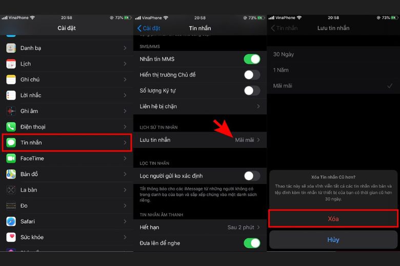 Có thể xóa tin nhắn không cần thiết trên iPhone để tối ưu dung lượng lưu trữ, bạn có thể làm theo các bước sau
