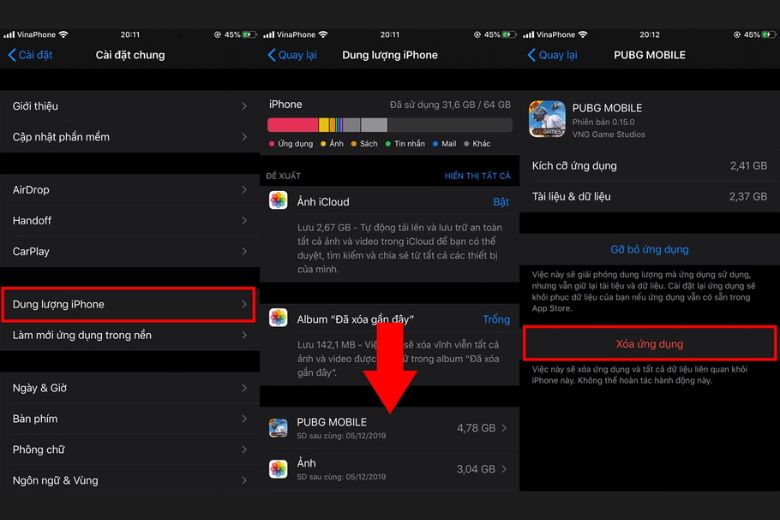 Các bước xóa ứng dụng không cần thiết trên iPhone.