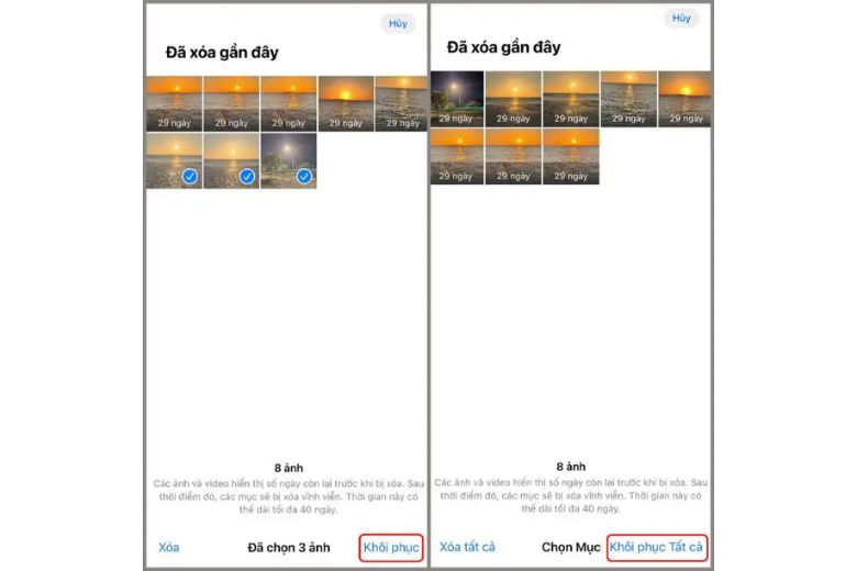 Hướng dẫn cách khôi phục ảnh đã xoá trên iPhone bằng ứng dụng ảnh