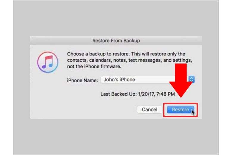 Hướng dẫn cách khôi phục ảnh đã xoá trên iPhone bằng iTunes