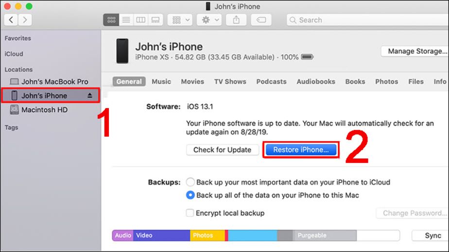 Cách khôi phục ảnh đã xoá trên iPhone bằng Finder