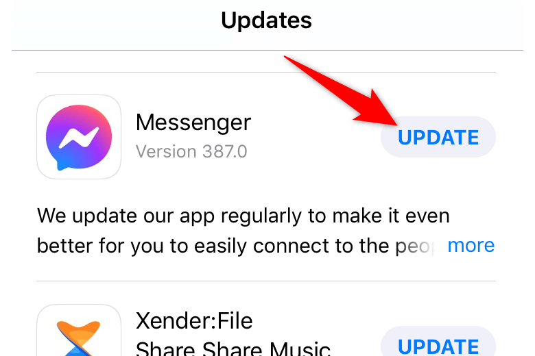 Cập nhật ứng dụng Facebook Messenger