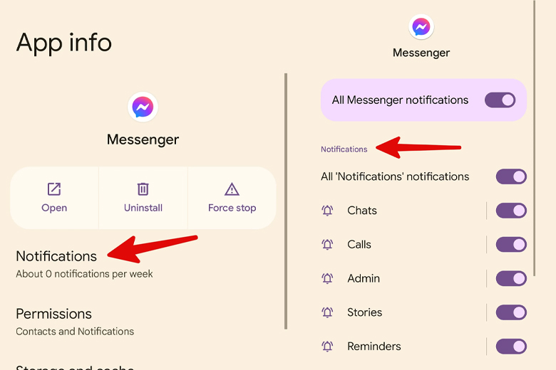 Cho phép thông báo trên thiết bị Android