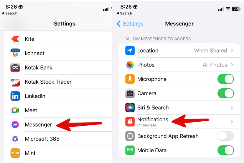 Bật cho phép thông báo trên IOS