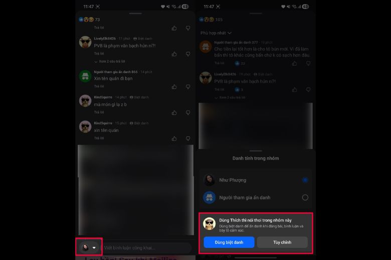 Cách đổi ảnh đại diện bình luận ẩn danh trên Facebook