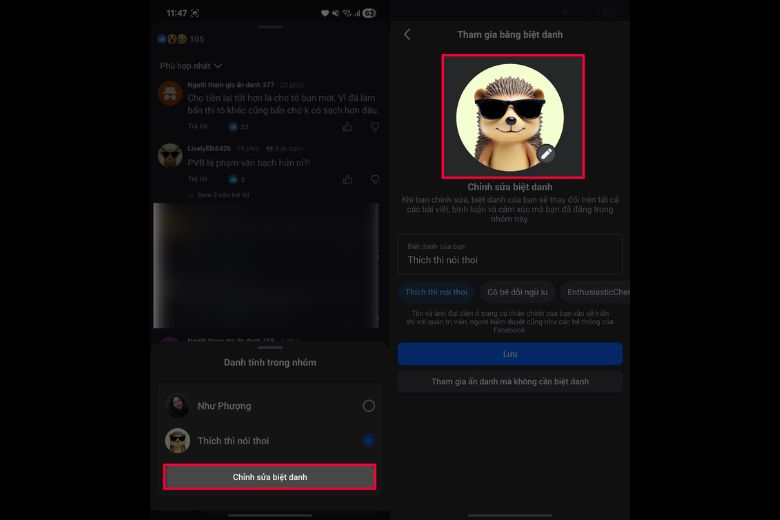 Hướng dẫn cách đổi ảnh đại diện bình luận ẩn danh trên Facebook