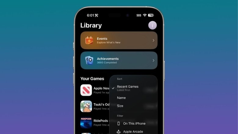 Sắp xếp game theo dung lượng