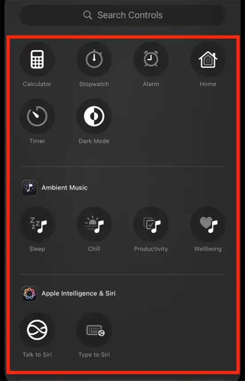 Sử dụng các điều khiển trung tâm mặc định